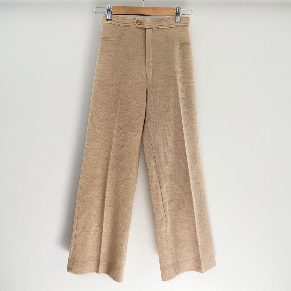 Vintage 1970s Jack Winter Womens Tan Knit Pants